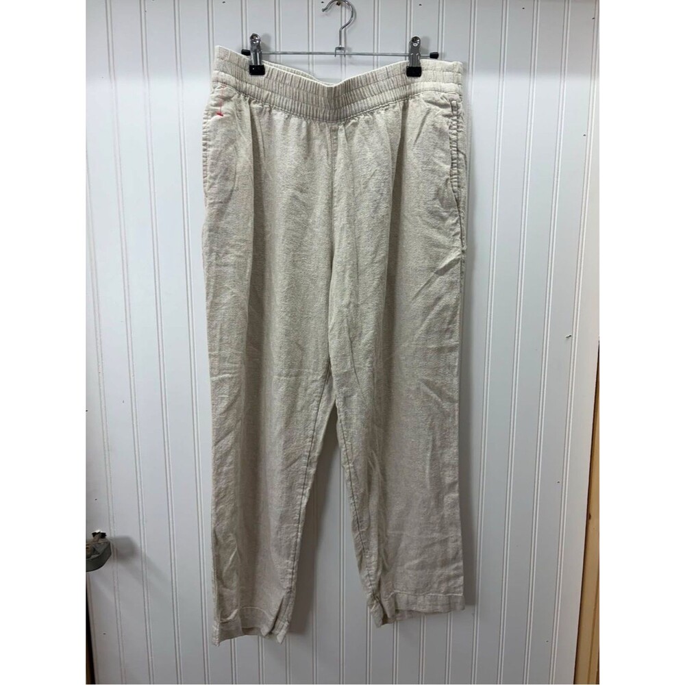 Old Navy women’s coastal linen blend Cream Elastic-Waist straight leg pants